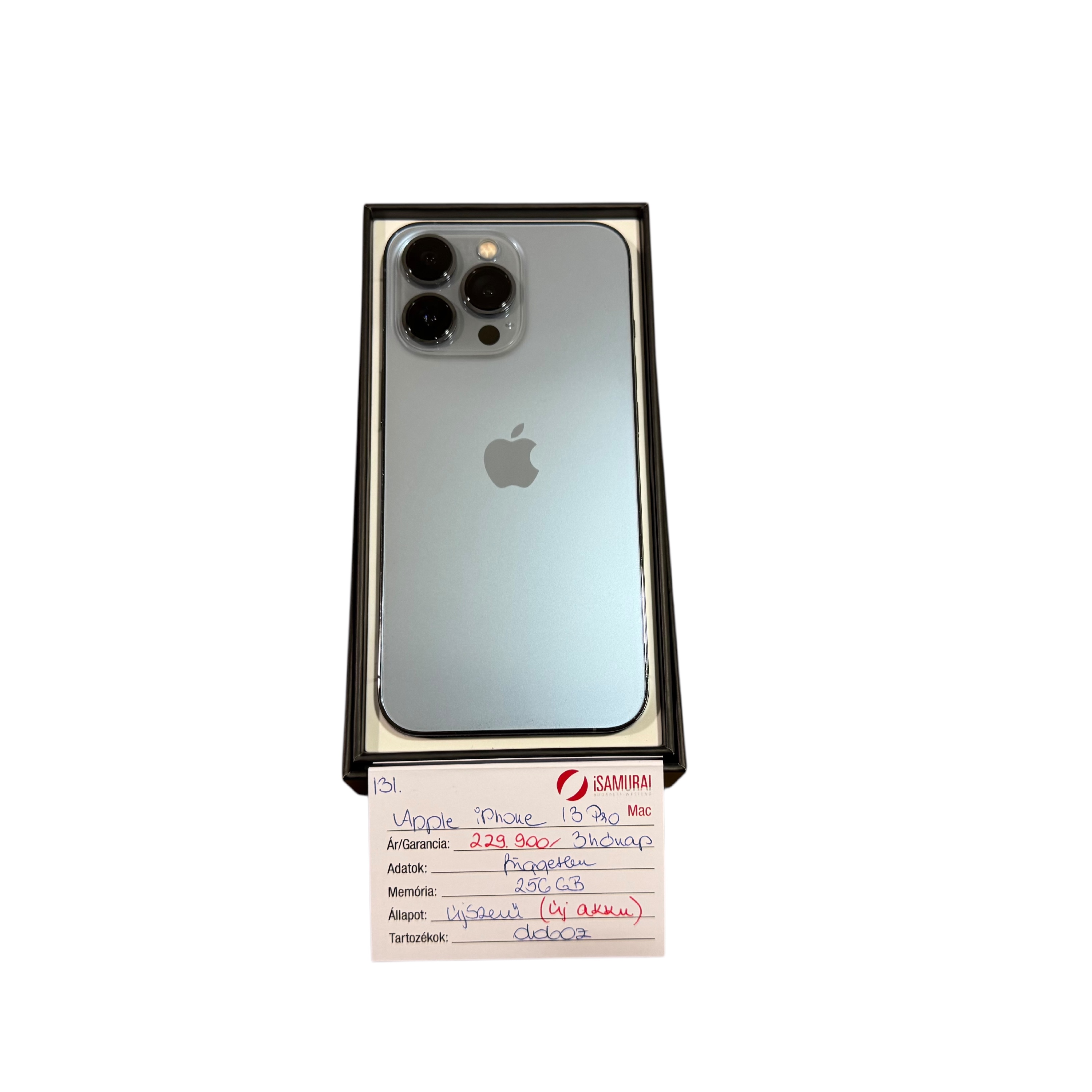 131. Apple iPhone 13 Pro - 256 GB - Sierra Blue - Új akku - Újszerű