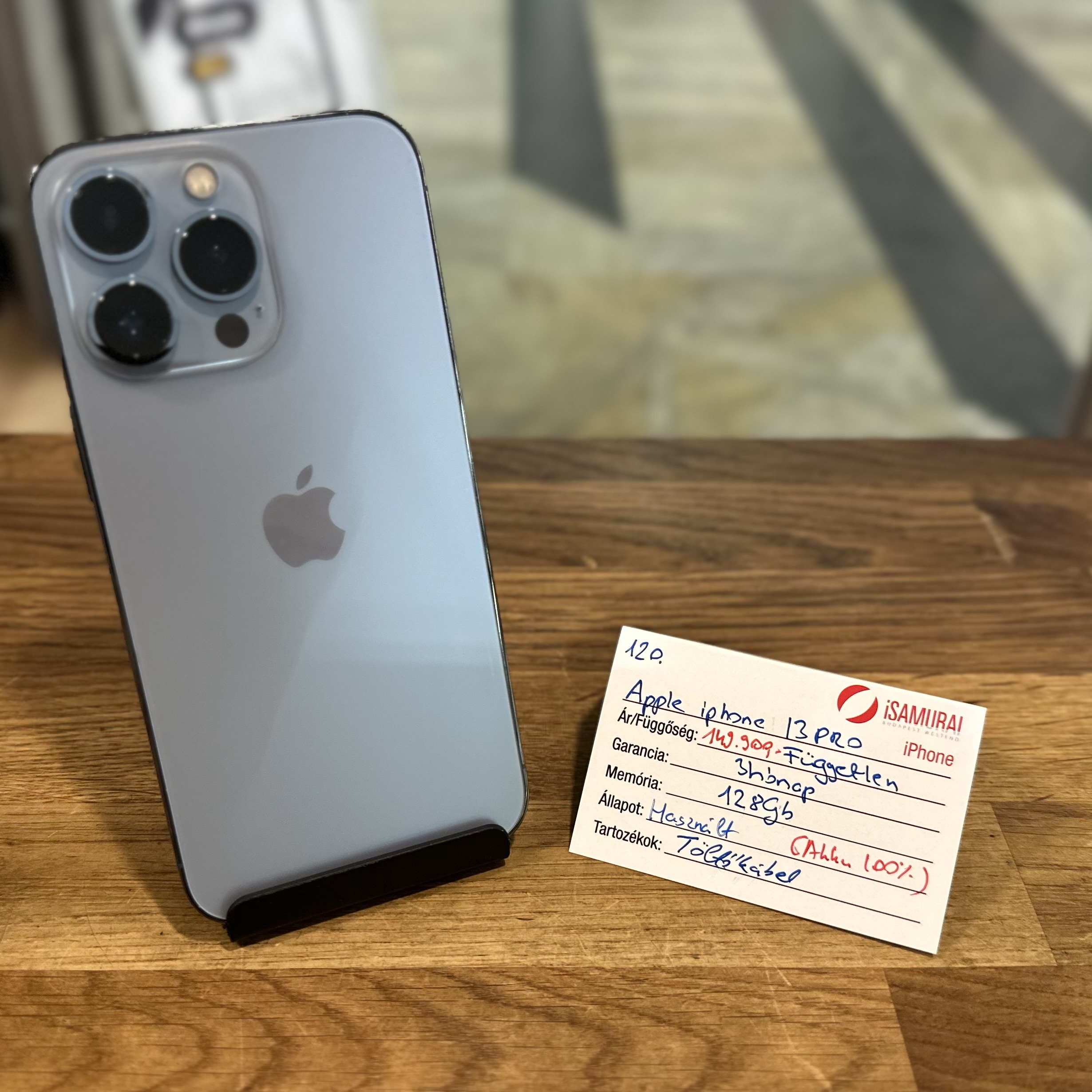 Apple iPhone 13 Pro - 128 GB - Sierra Blue - Új akku ( 120.)