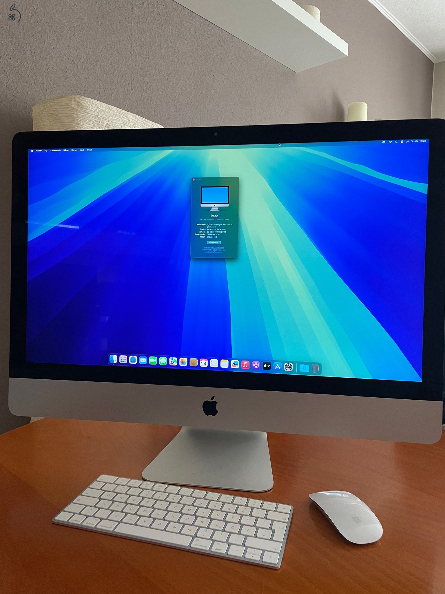 iMac27 5K, 2019, i5 3.7GHz-6 mag, 1TB SSD, 32GB RAM, 8GB video! - dobozában 