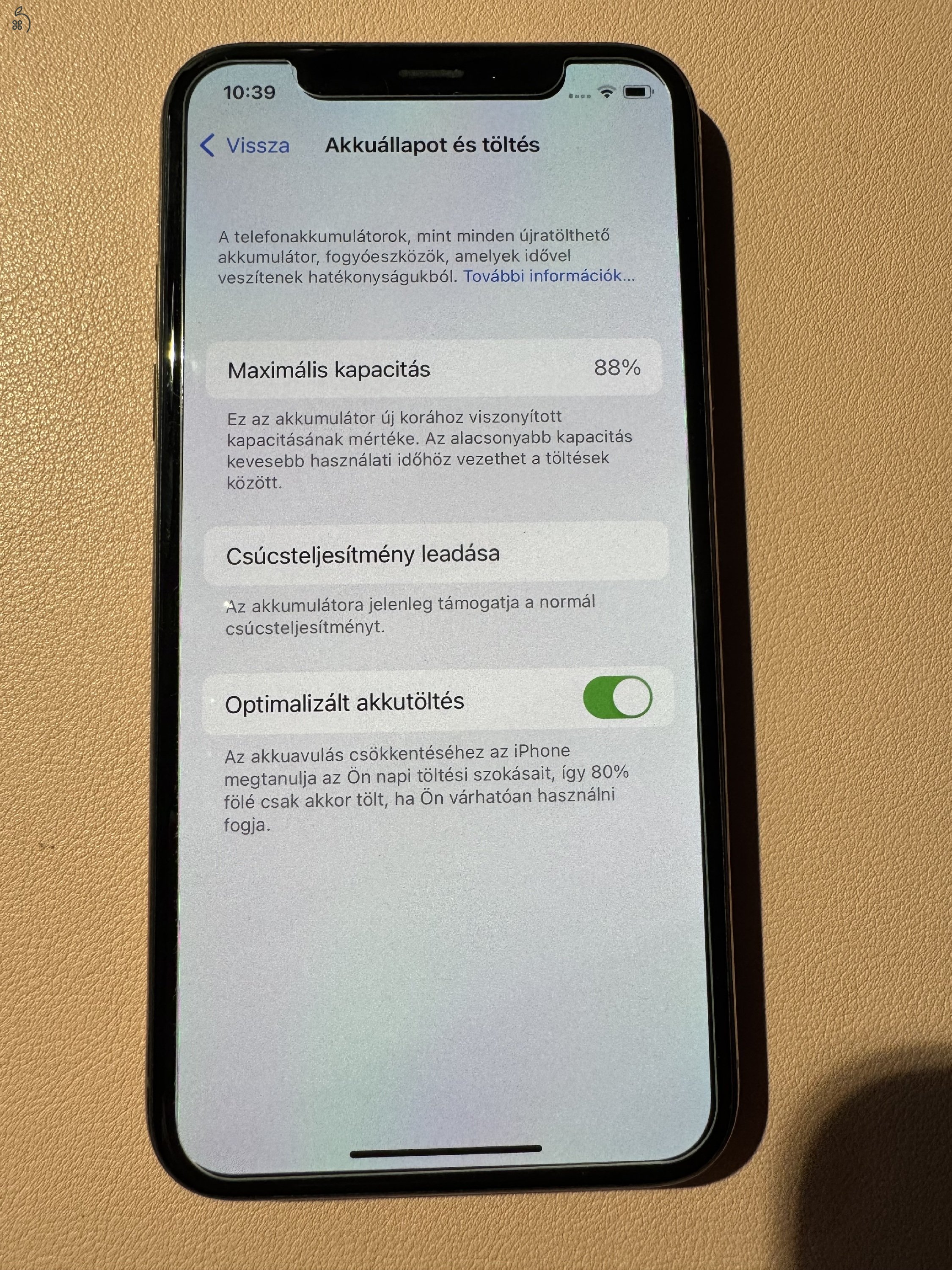 Eladó iPhone XS (512gb) gold, független - szép állapotú (akku 88%)