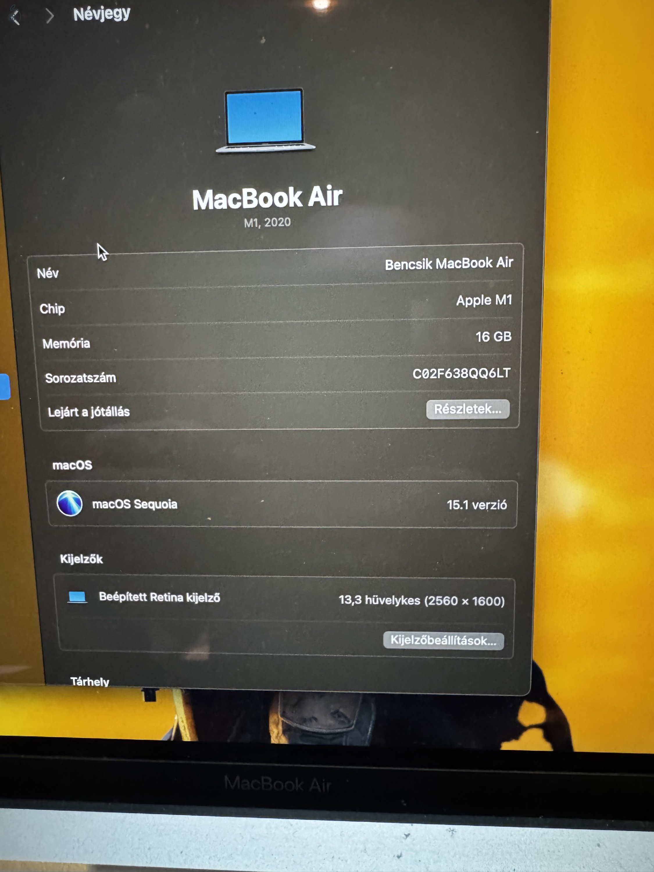 MACBOOK AIR 2020 M1 16GB/512GB SPACE GRAY