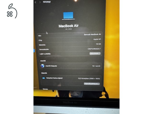 MACBOOK AIR 2020 M1 16GB/512GB SPACE GRAY