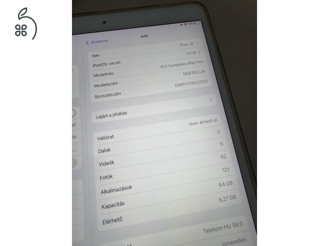 Apple iPad Pro 2nd Gen. 64GB, Wi-Fi + Cellular 10.5 Silver