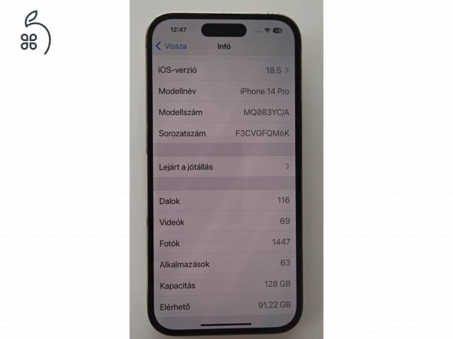 Patika állapotú iPhone 14 Pro nemdohányzó hölgytulajdonostól :o) eladó