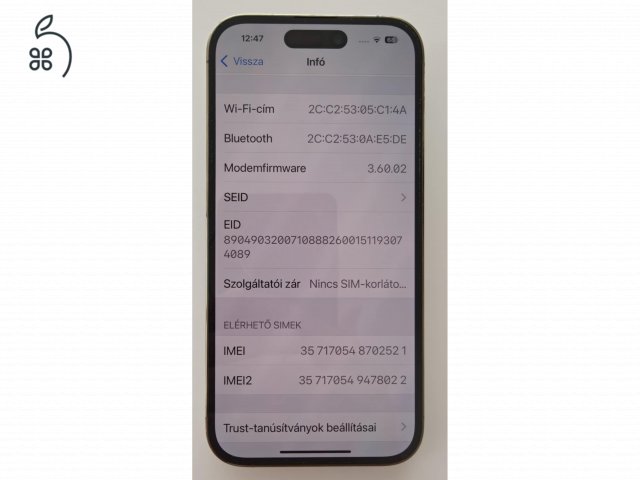 Patika állapotú iPhone 14 Pro nemdohányzó hölgytulajdonostól :o) eladó