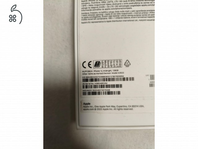 Apple iphone 13 128GB Mobiltelefon ( Black )(Kártyafüggetlen)