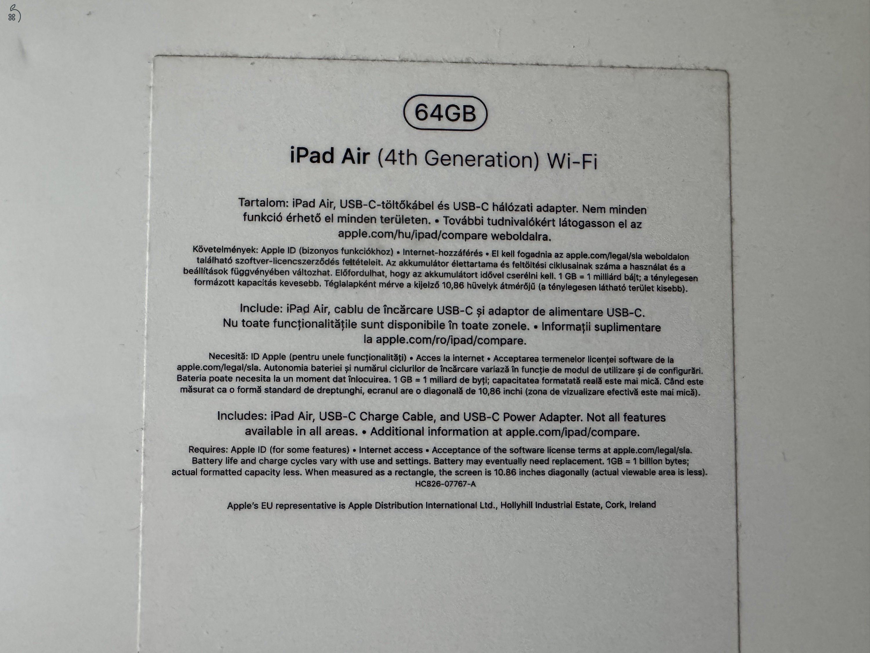 iPad Air 4th gen. 64gb, wifi