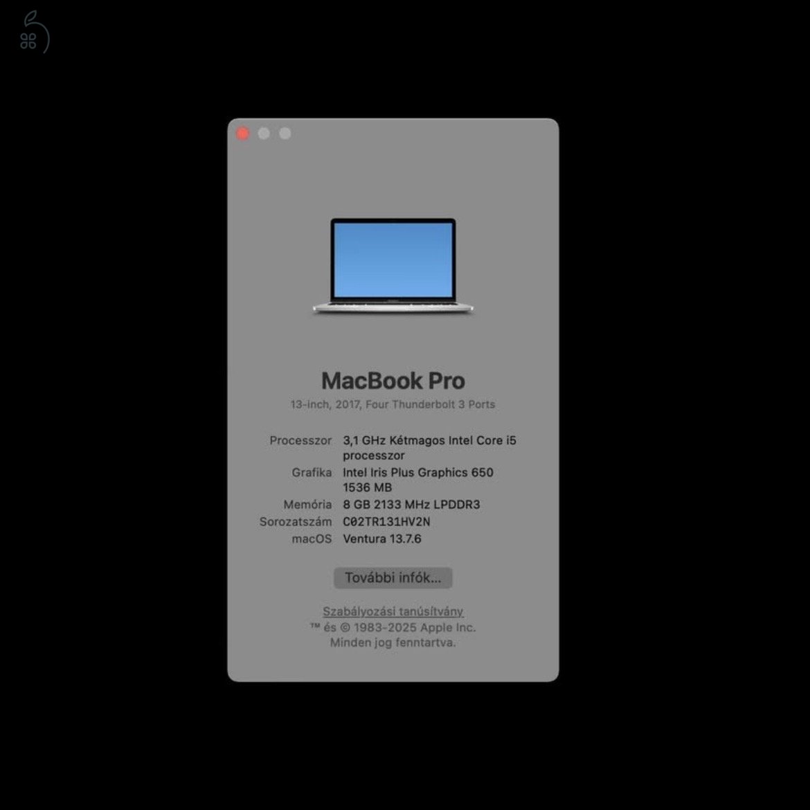 MacBook Pro 2017 13” Touch Bar 256 GB