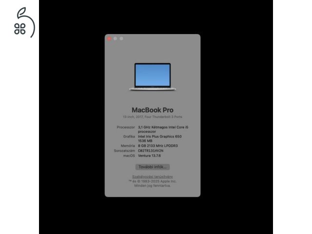 MacBook Pro 2017 13” Touch Bar 256 GB