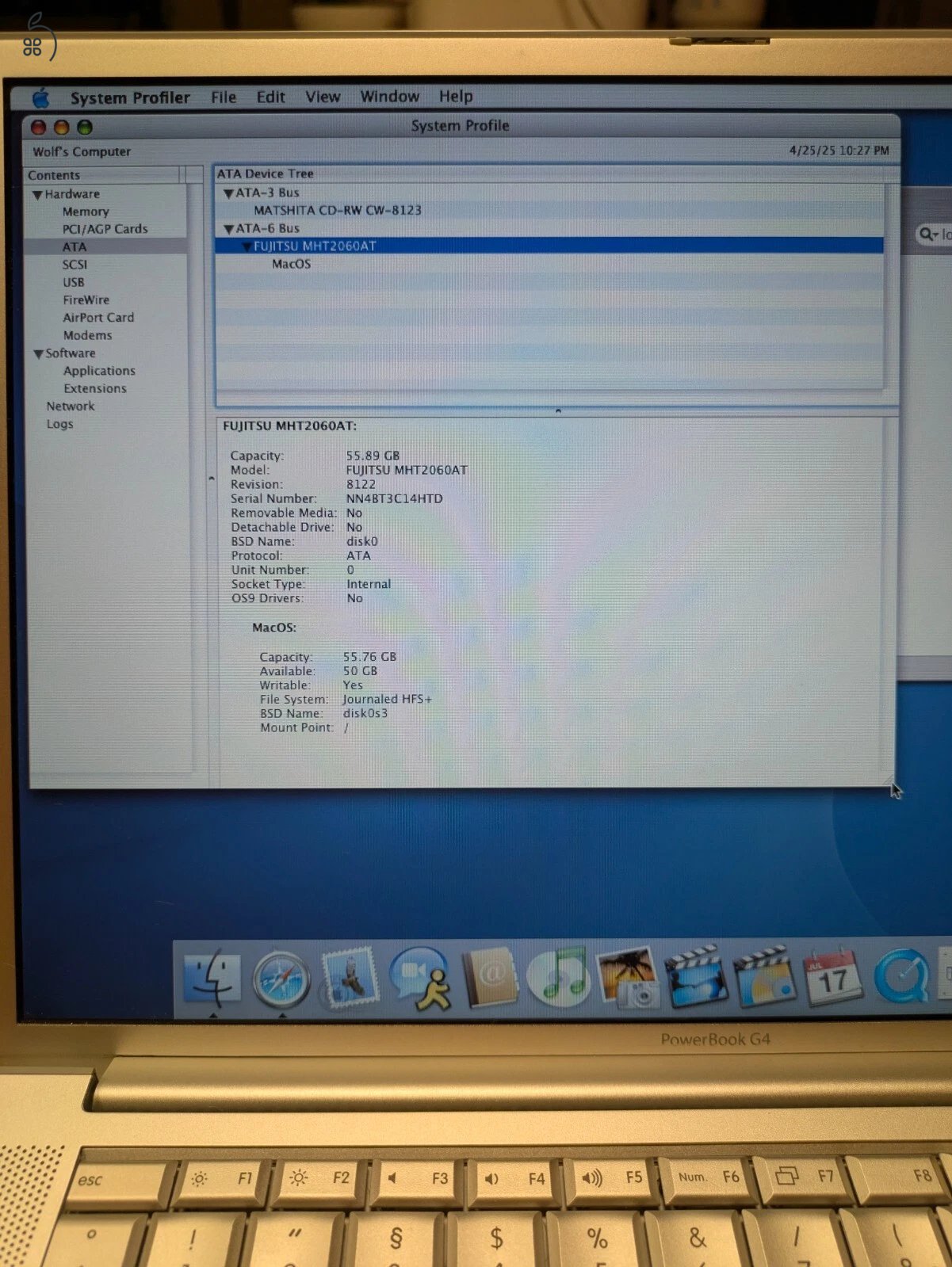 Apple PowerBook G4 15' 1GHz – 768MB RAM 