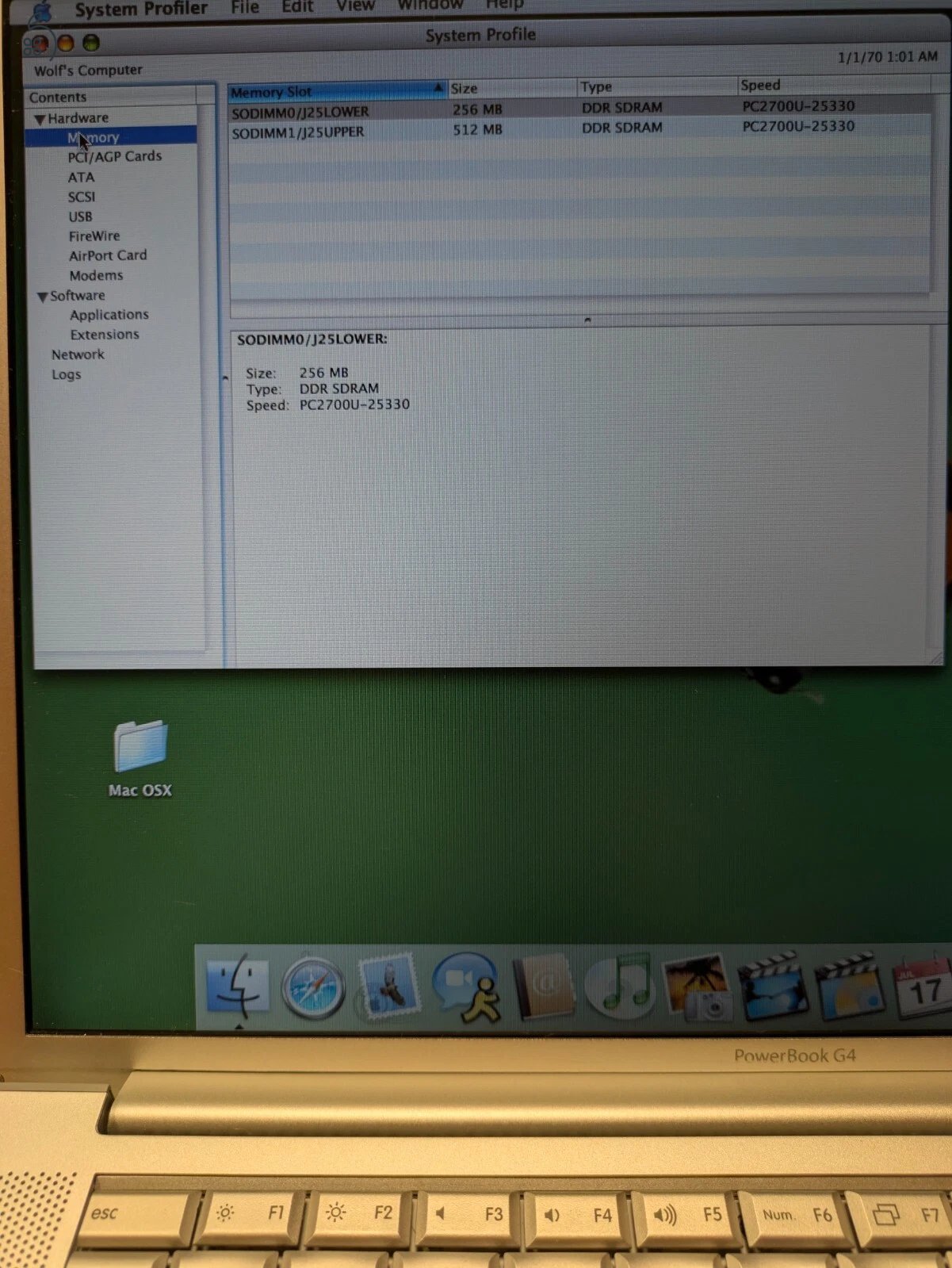Apple PowerBook G4 15' 1GHz – 768MB RAM 