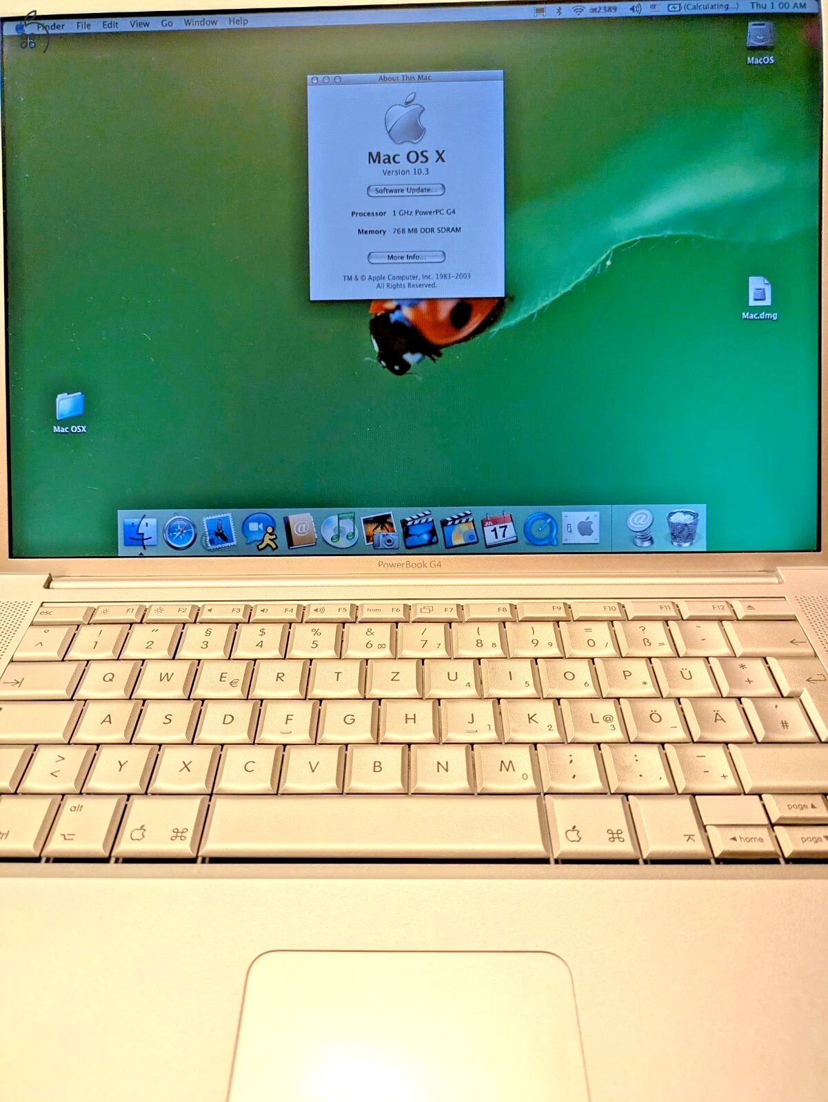 Apple PowerBook G4 15' 1GHz – 768MB RAM 
