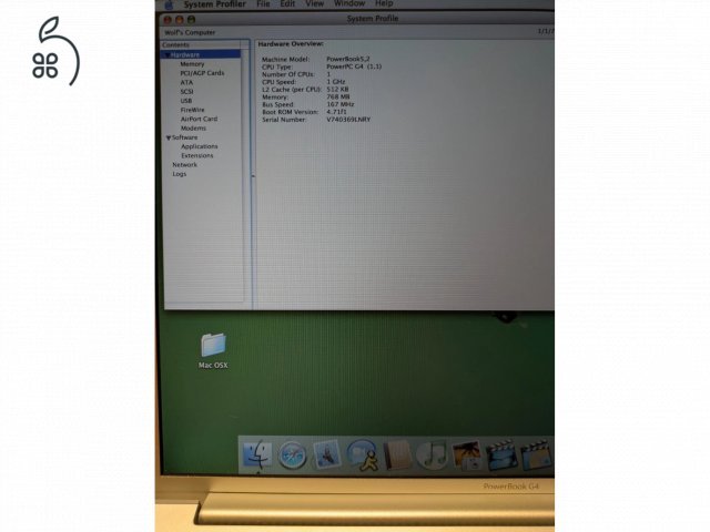 Apple PowerBook G4 15' 1GHz – 768MB RAM 