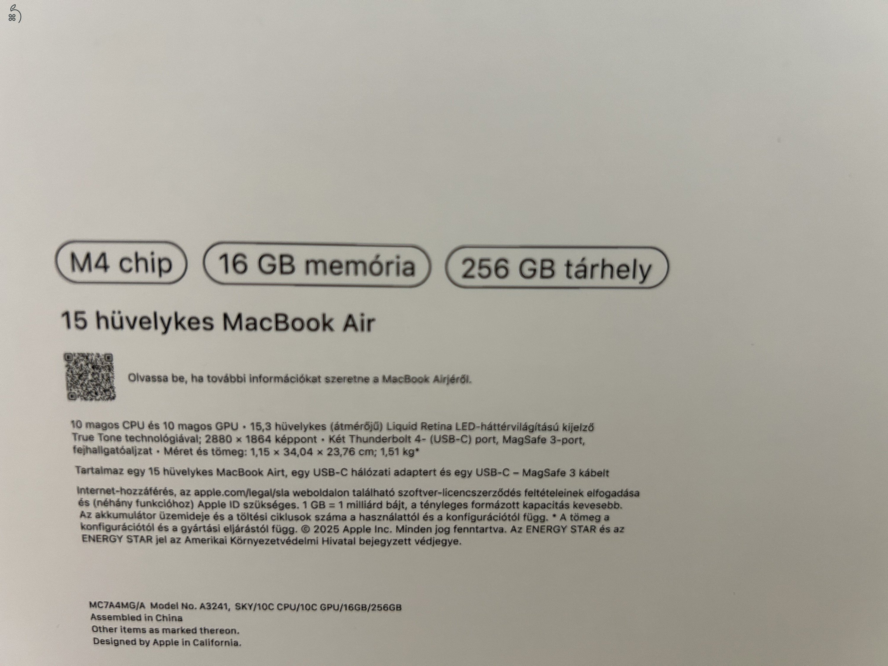 Új! Apple MacBook Air 15