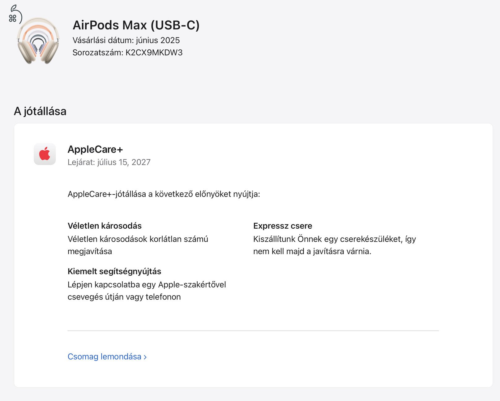 Új - Apple AirPods Max USB-C - Midnight - Garanciában cserélt, 2 év Apple Care+