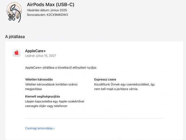 Új - Apple AirPods Max USB-C - Midnight - Garanciában cserélt, 2 év Apple Care+
