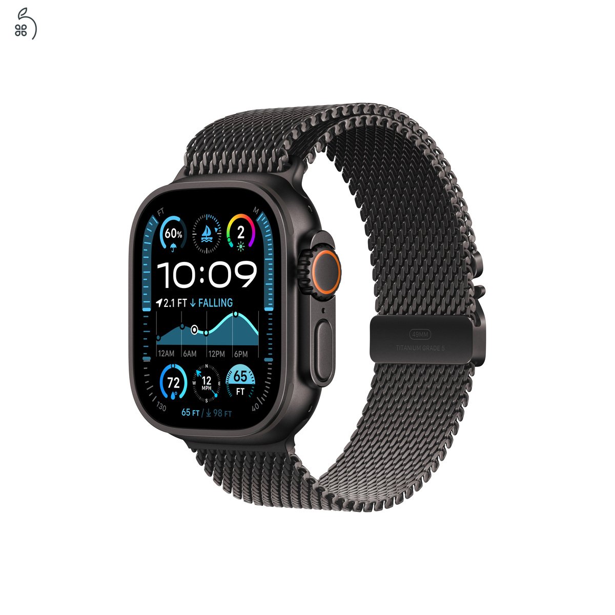 Apple Watch Ultra 2 - Black Titanium Case with Black Titanium Milanese Loop - M - (Csak 1db!)