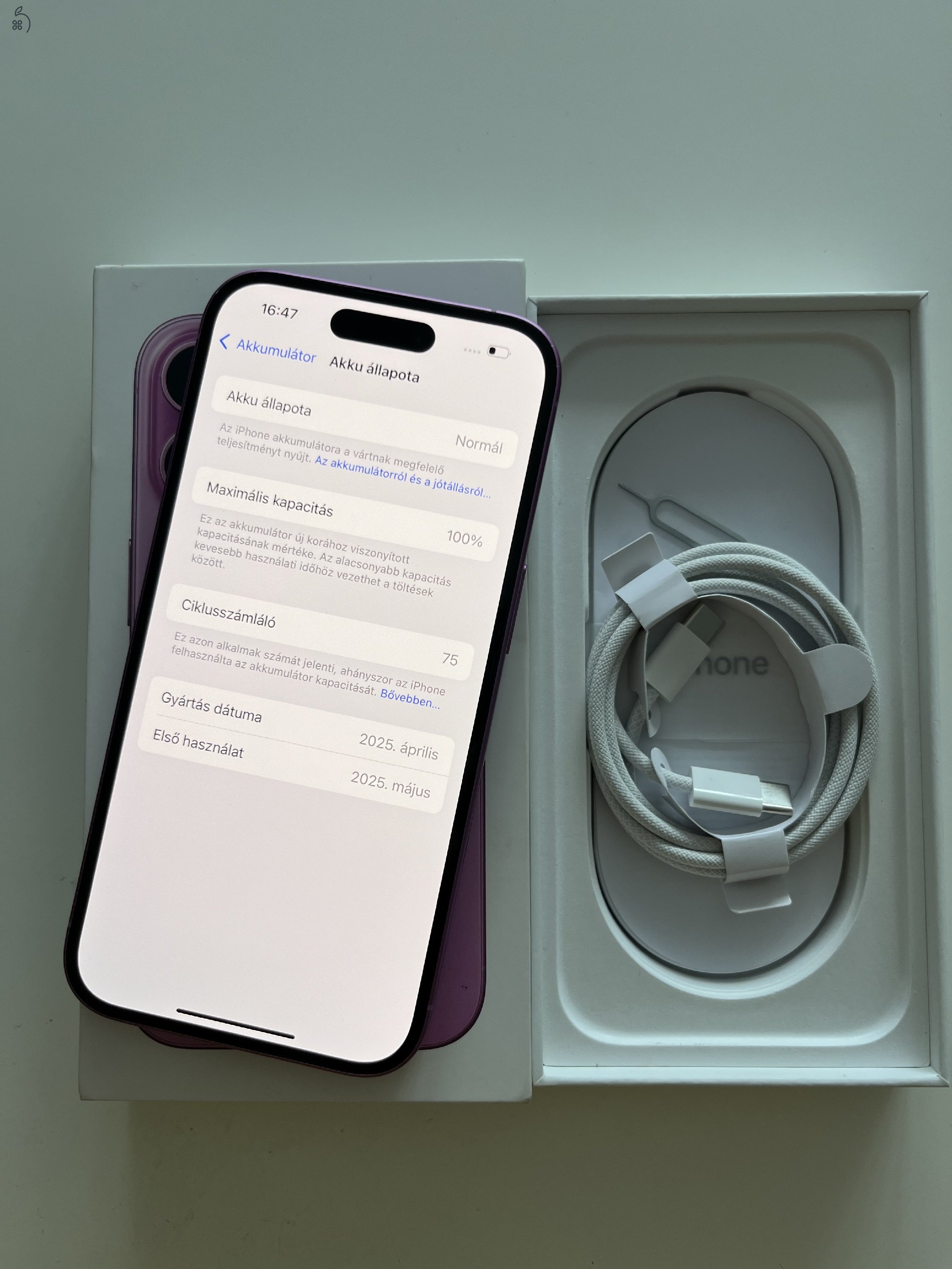 iPhone 16 128GB Apple garancia! Akku 100%!
