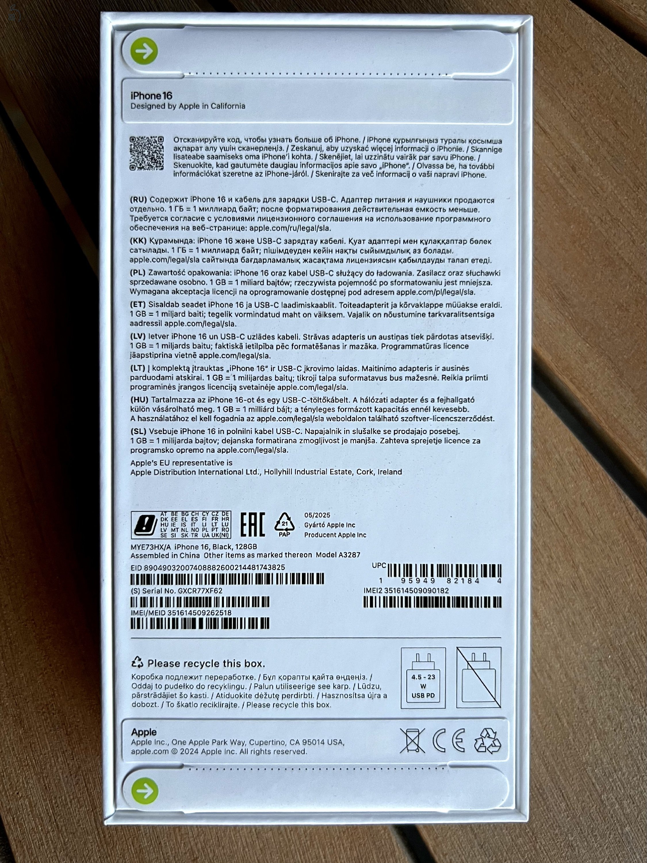 Új iPhone 16, 128GB, fekete, bontatlan