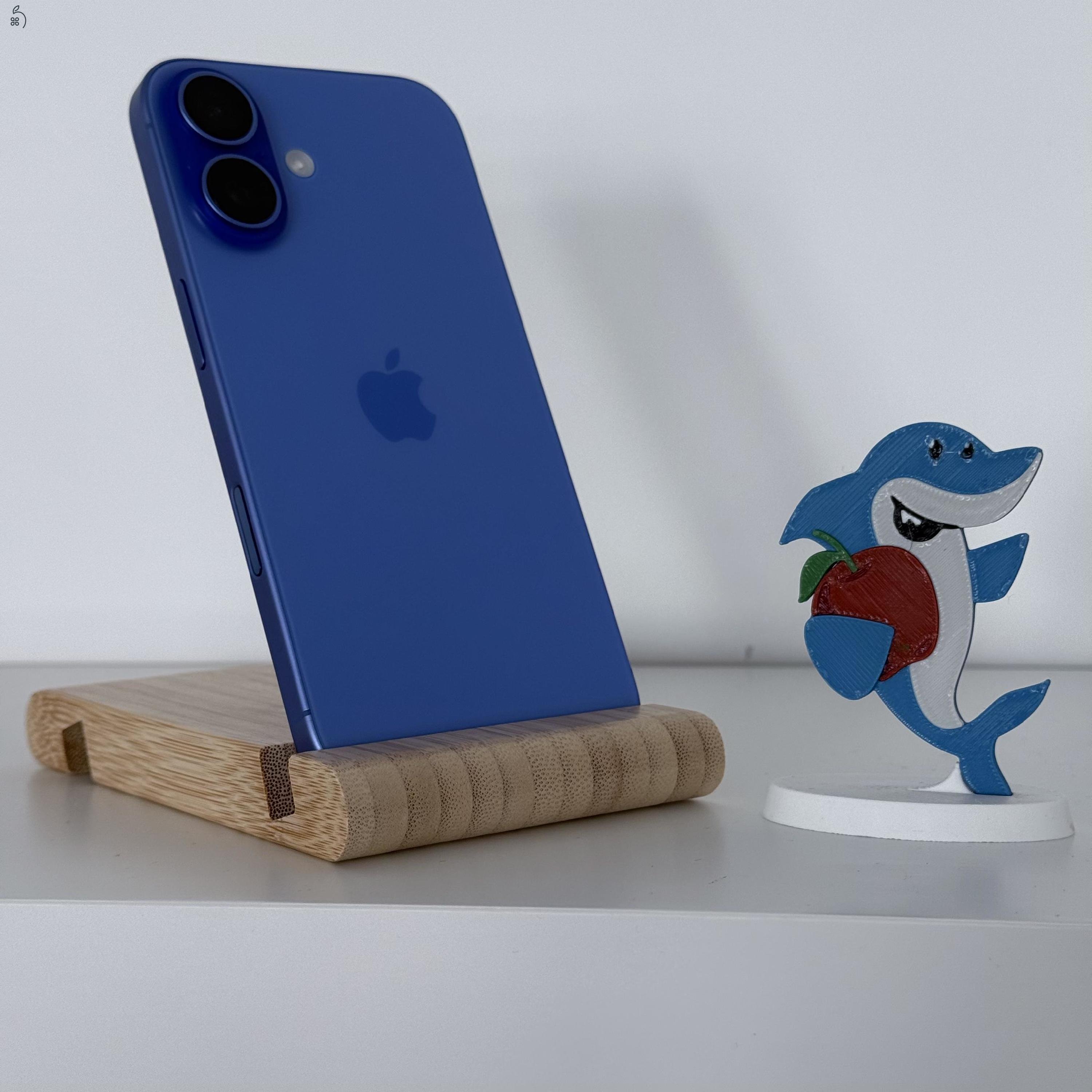 GYÖNYÖRŰ iPhone 16 128GB Ultramarine -1 ÉV GARANCIA - Kártyafüggetlen, MS3097, 100% Akkumulátor