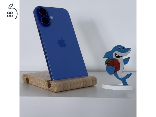 GYÖNYÖRŰ iPhone 16 128GB Ultramarine -1 ÉV GARANCIA - Kártyafüggetlen, MS3097, 100% Akkumulátor