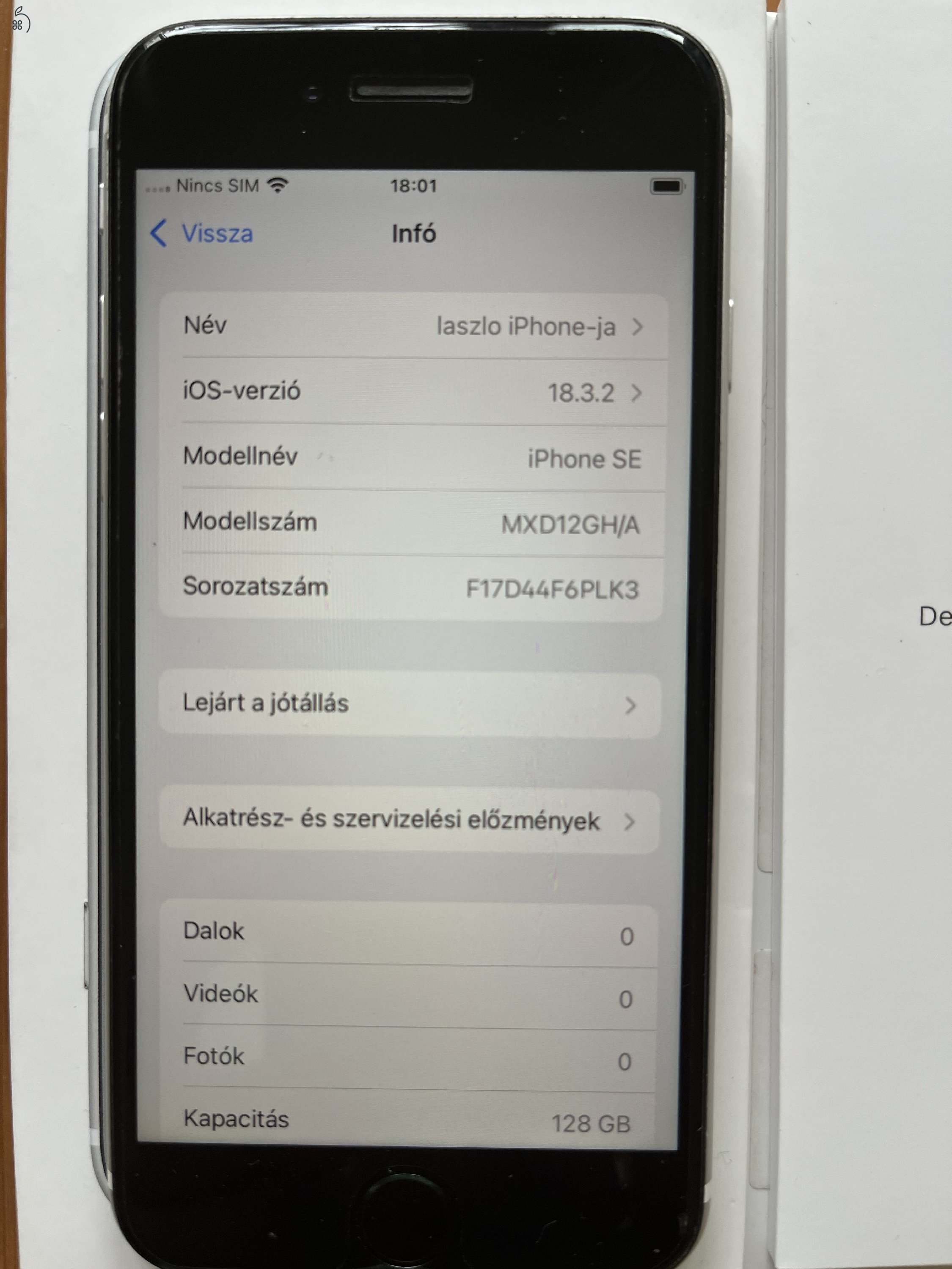 Iphone SE 2020 128 GB független fehér okos telefon