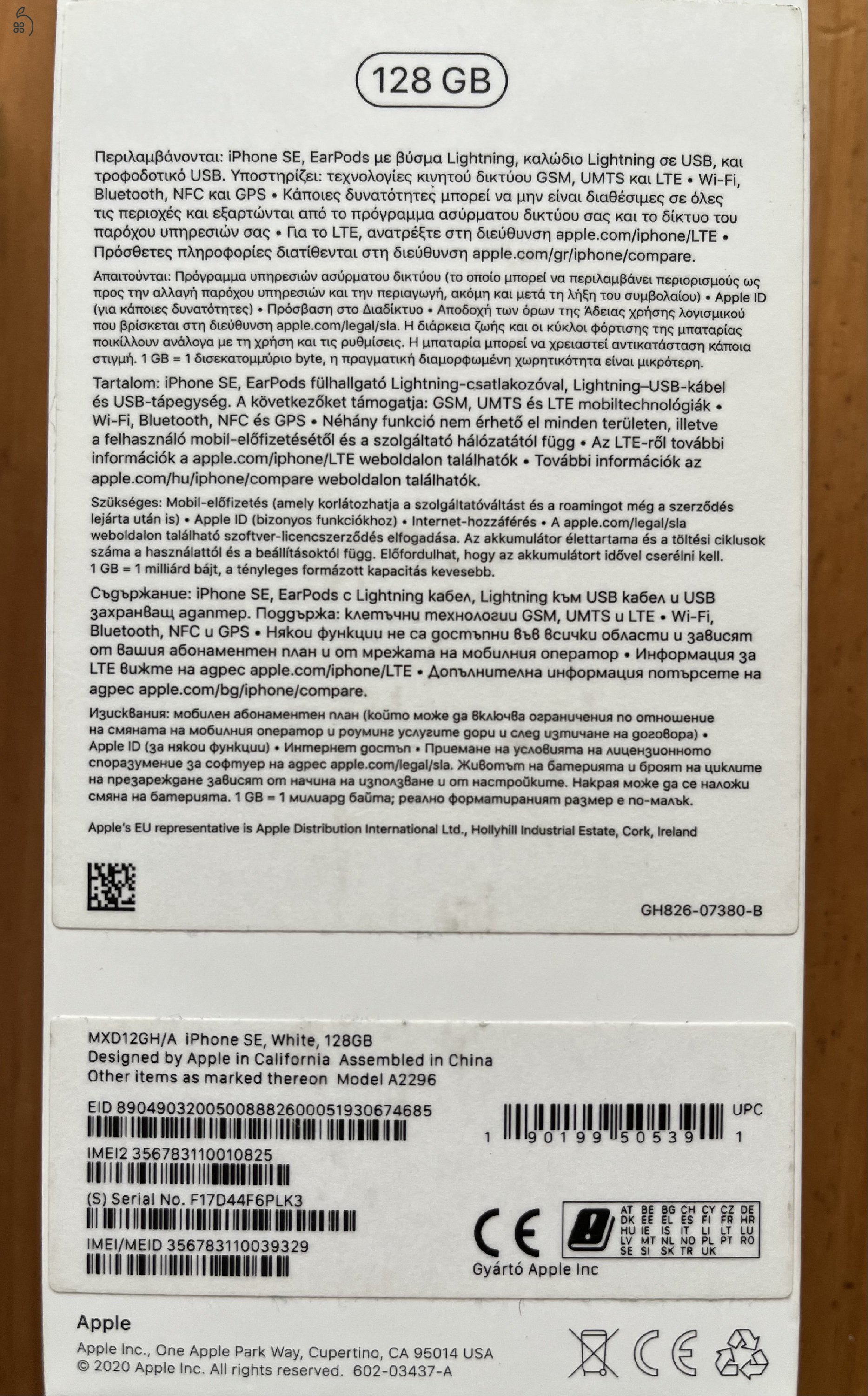 Iphone SE 2020 128 GB független fehér okos telefon