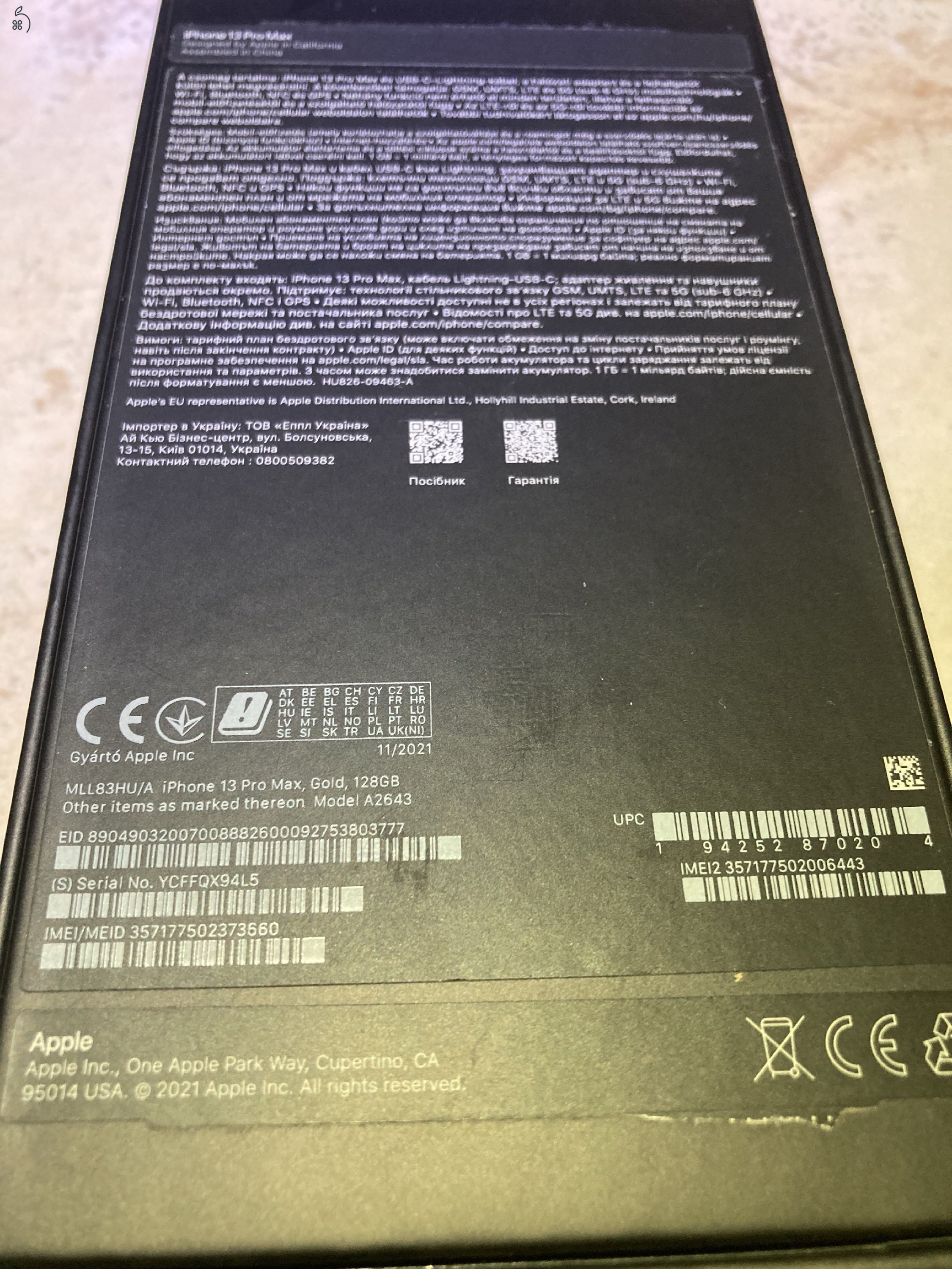Eladó I phone 13 Pro Max Gold