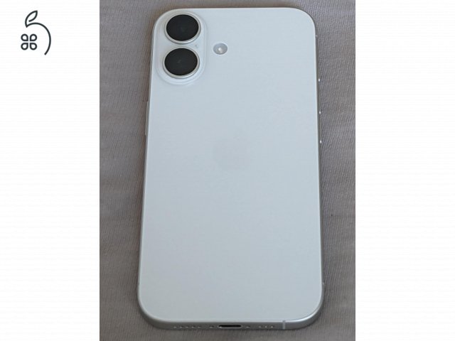 Hibátlan állapotú Iphone 16 eladó, fehér, 128 gb, akku 100%