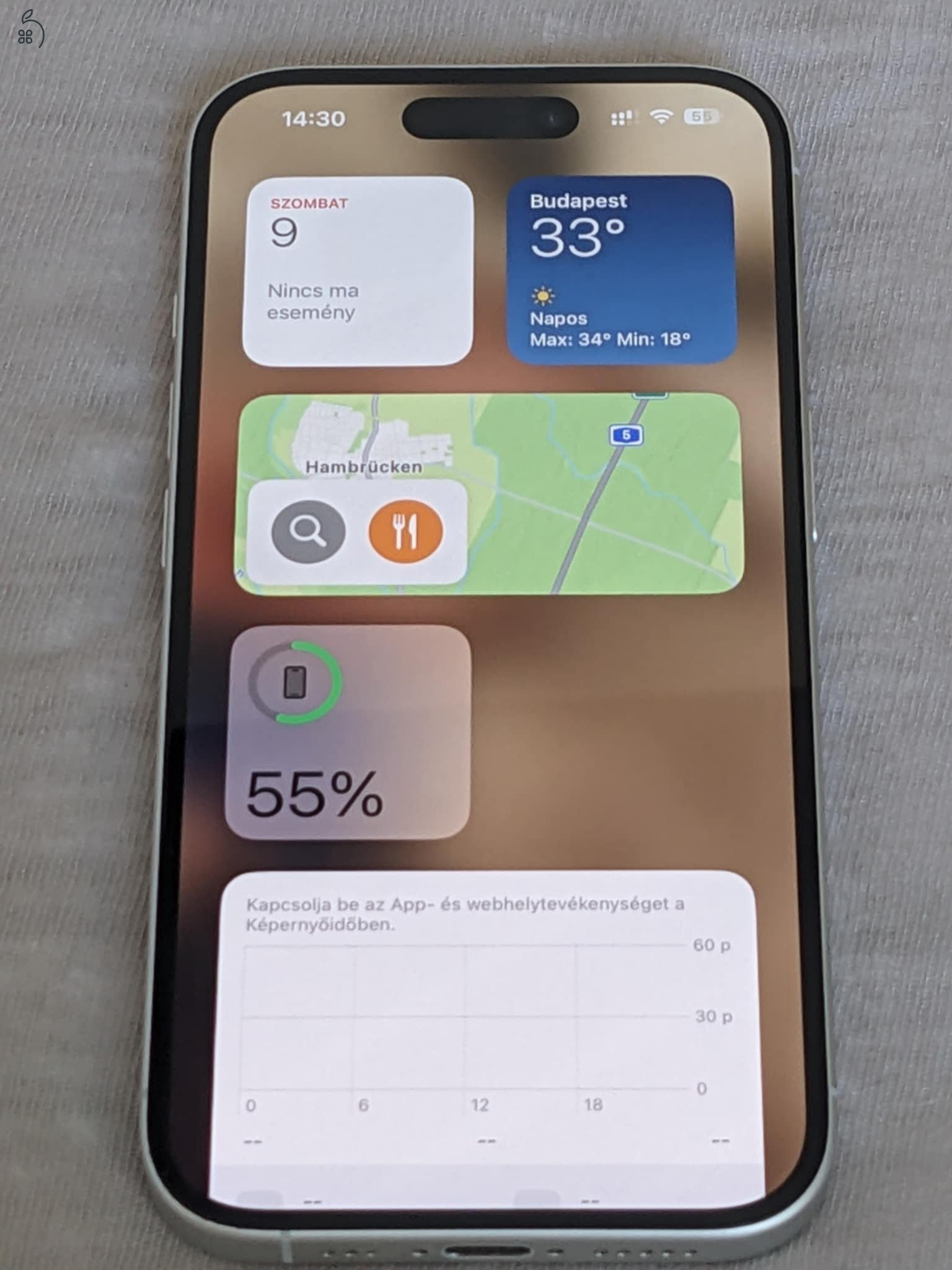 Hibátlan állapotú Iphone 16 eladó, fehér, 128 gb, akku 100%