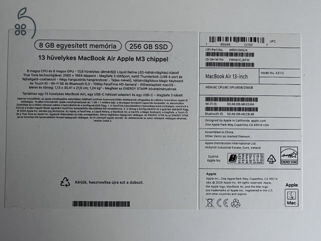 MacBook Air Apple M3 chippel 256 GB SSD/8 GB RAM
