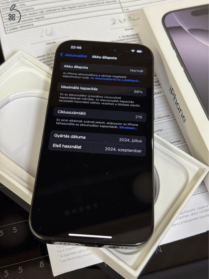 Apple Iphone 16 Pro, 128Gb, 2027.09.19.-ig gyári garancia!