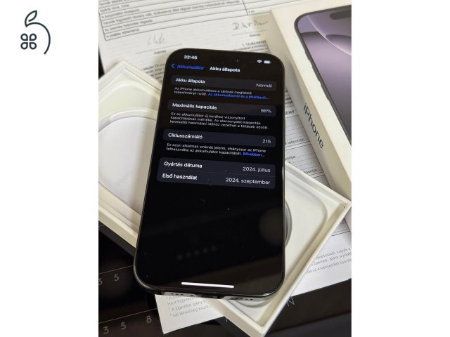 Apple Iphone 16 Pro, 128Gb, 2027.09.19.-ig gyári garancia!