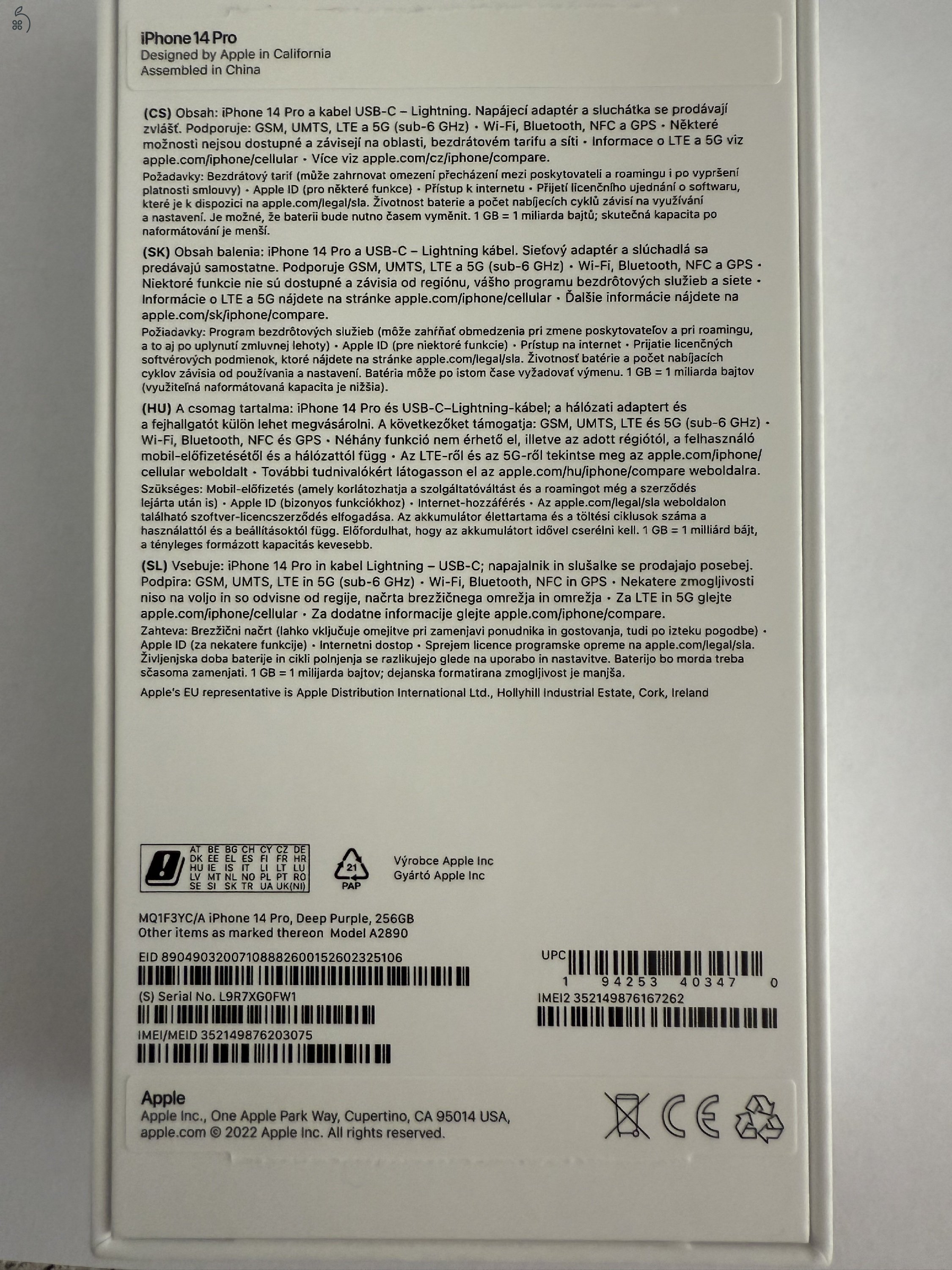 Apple iPhone PRO 14 256GB karc mentes 94% akku sötét szürke eladó