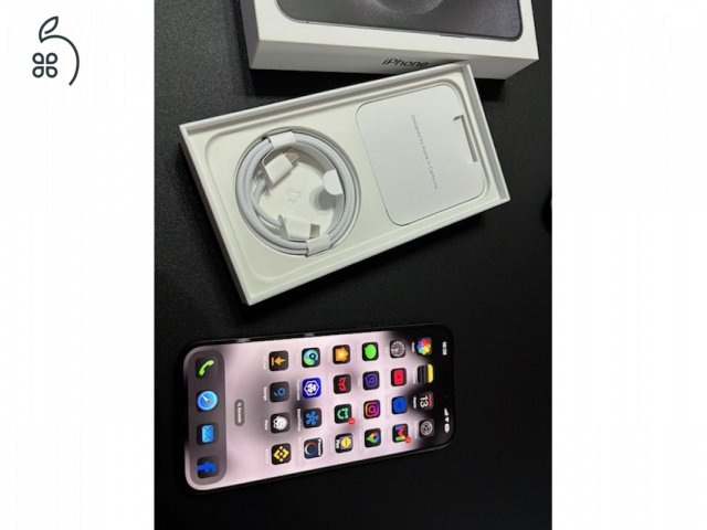 iPhone 15 Pro Max 256GB éjfekete, hibátlan állapotú, garanciális