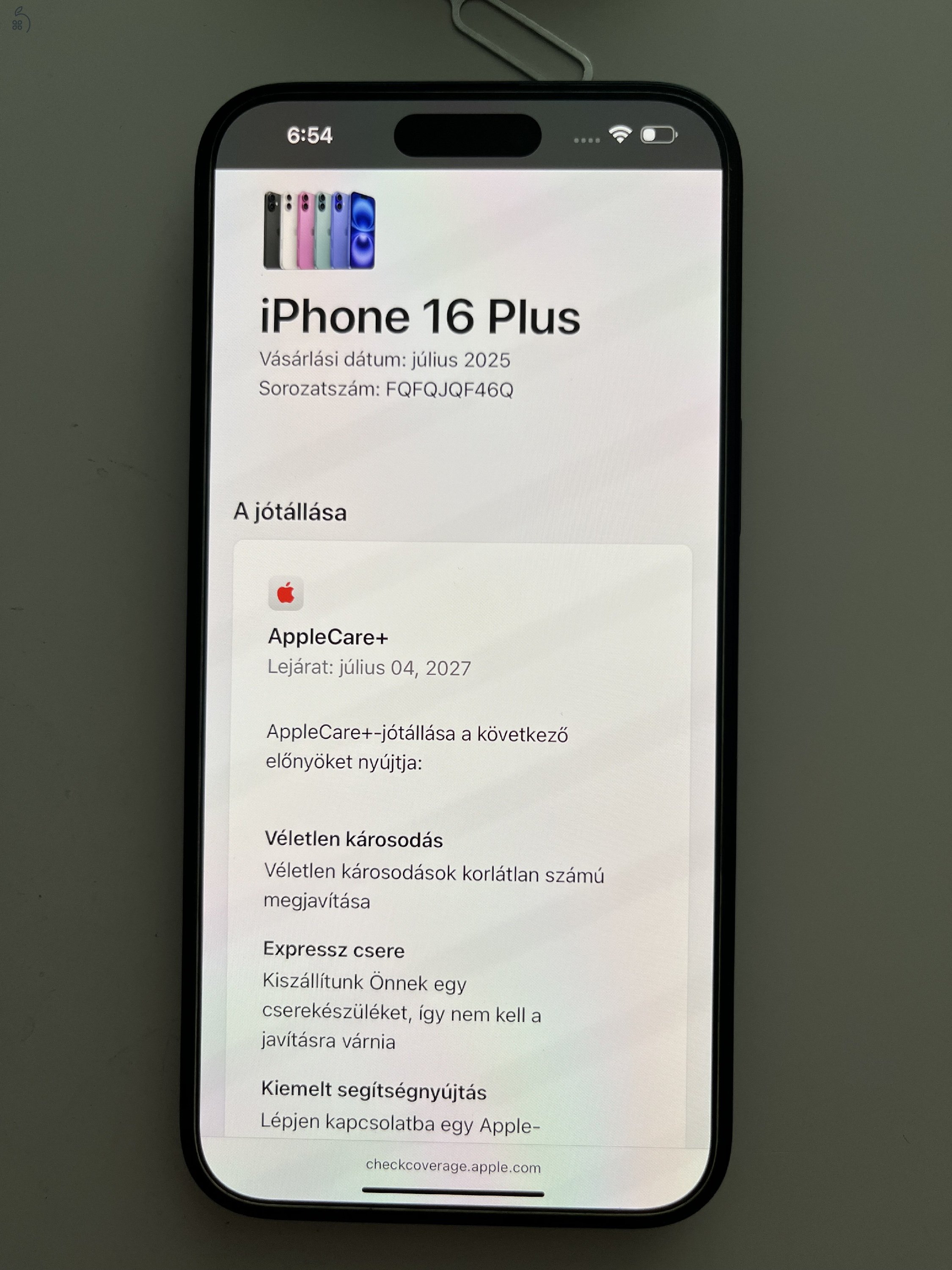 iPhone 16 Plus 256GB Apple Care + 2027.07.04.-ig!