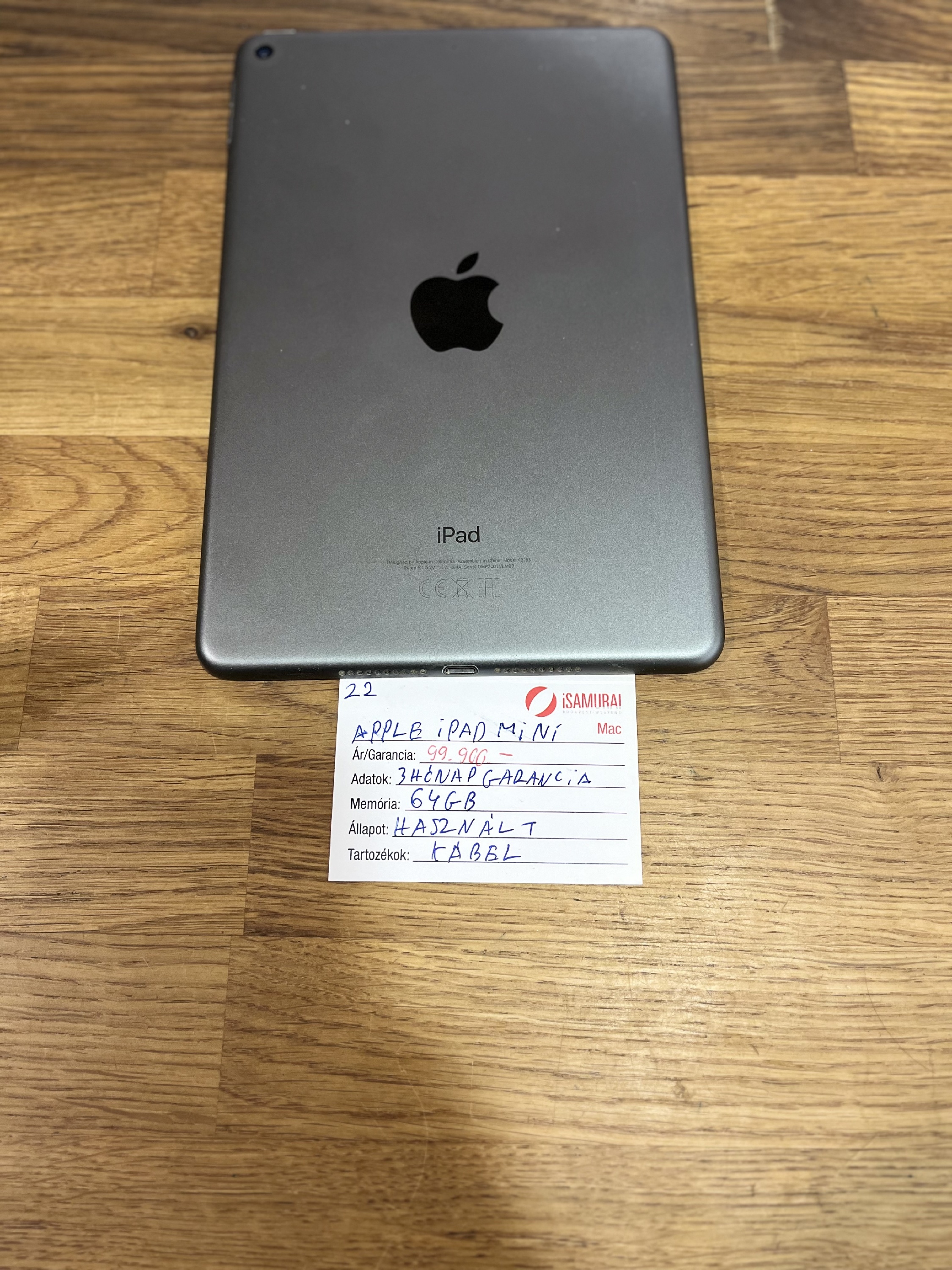 22. Apple iPad Mini 5 - 64 GB - WiFi - Szürke