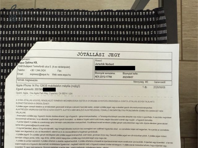 iPhone 14 Pro 128 GB - Garanciával és Apple Earpods fülhallgatóval