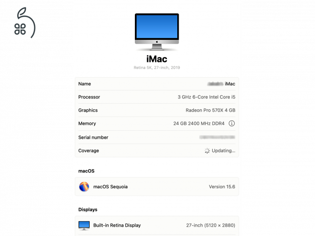 iMac 27 / 2019 / i5 / 24GB / 256GB SSD / 1TB HDD / 5K Radeon Pro 570X 4GB