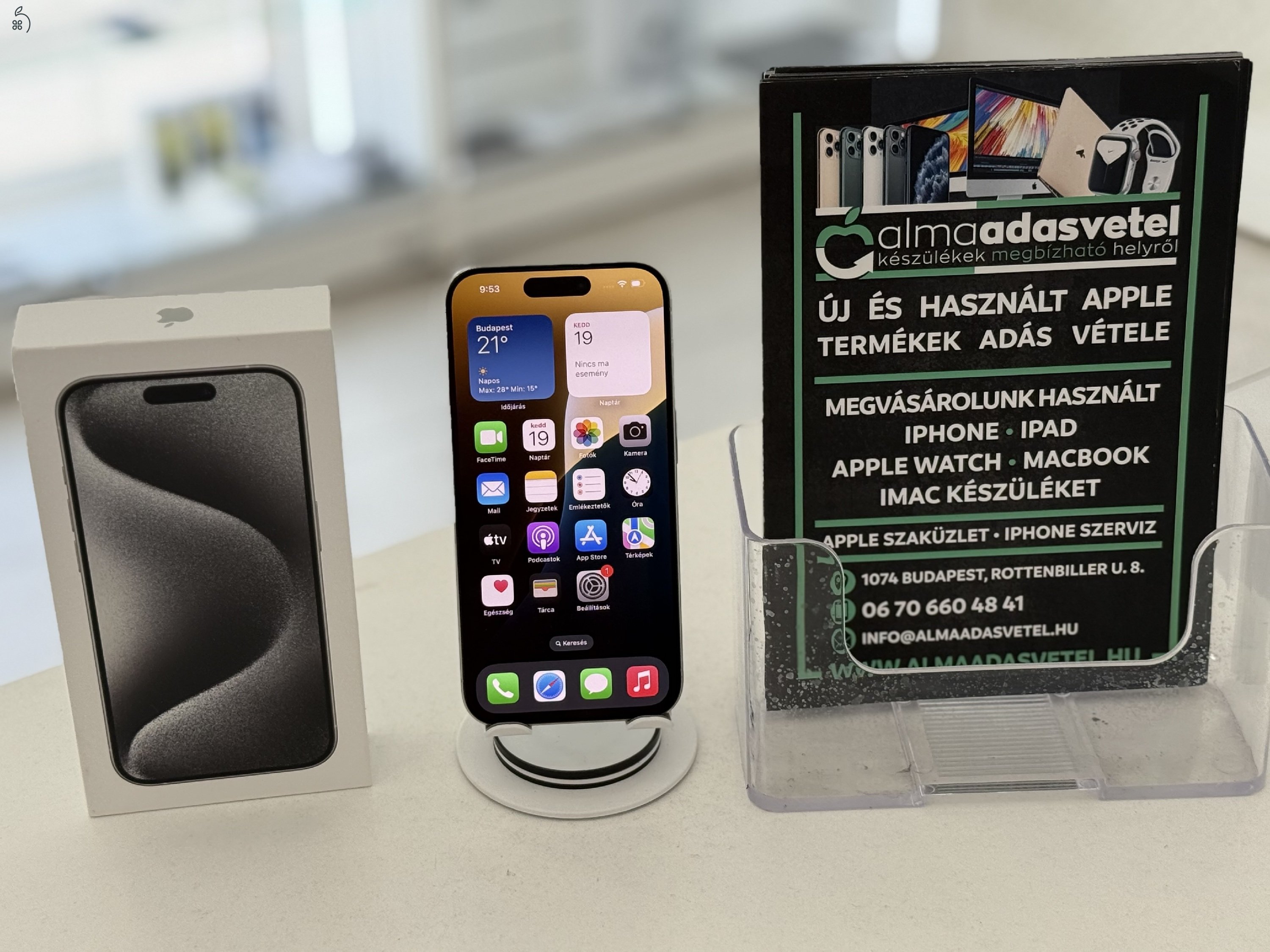 iPhone 15 Pro 128GB Független Nagyon Szép/1 hónap gar./Akku 79%/p4419