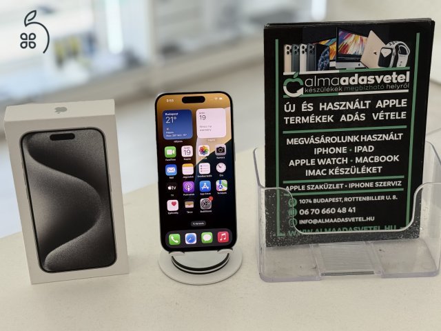 iPhone 15 Pro 128GB Független Nagyon Szép/1 hónap gar./Akku 79%/p4419