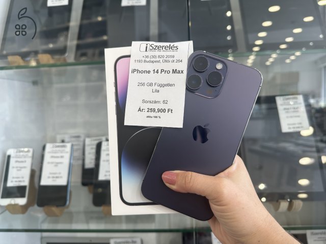 iPhone 14 Pro Max 256GB független lila akku 100% garanciával (62) iSzerelés.hu