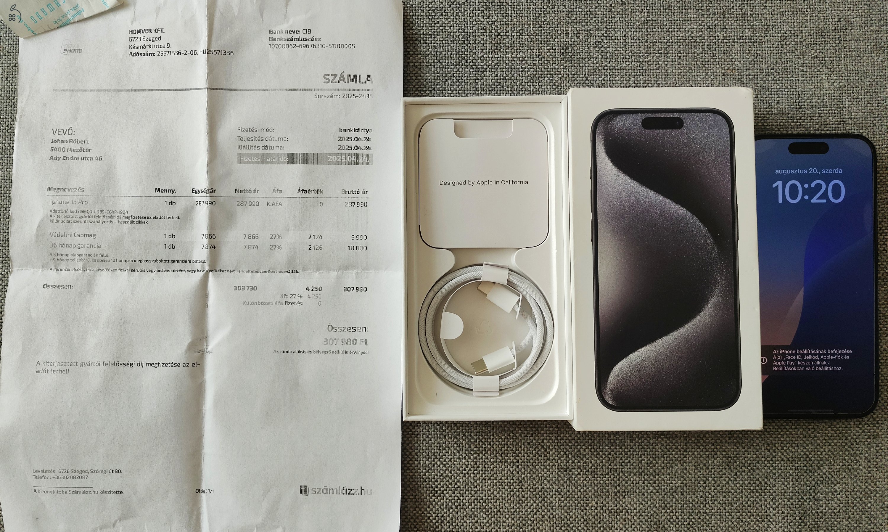 Eladó iPhone 15 PRO kihasználatlanság miatt 