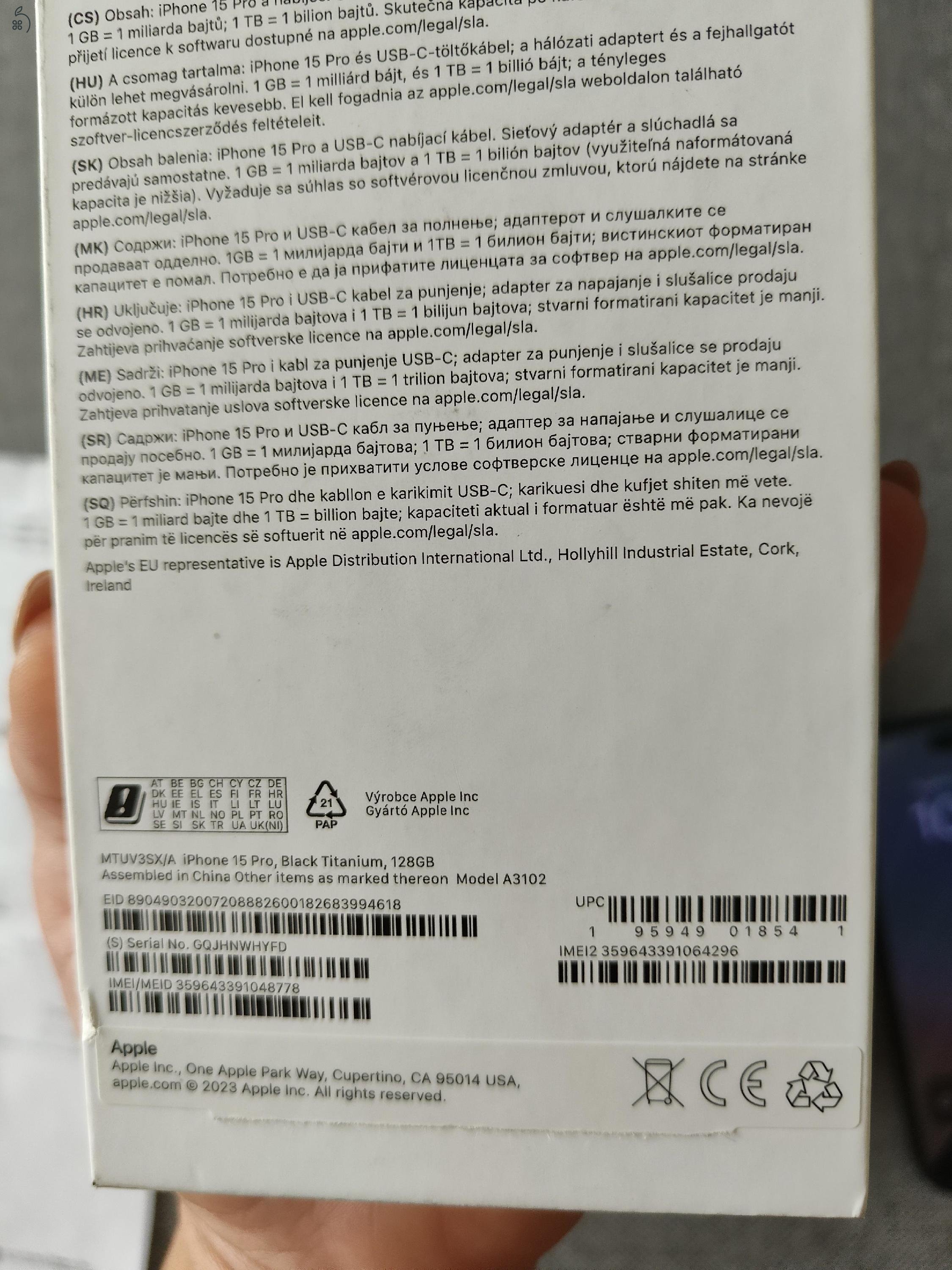 Eladó iPhone 15 PRO kihasználatlanság miatt 