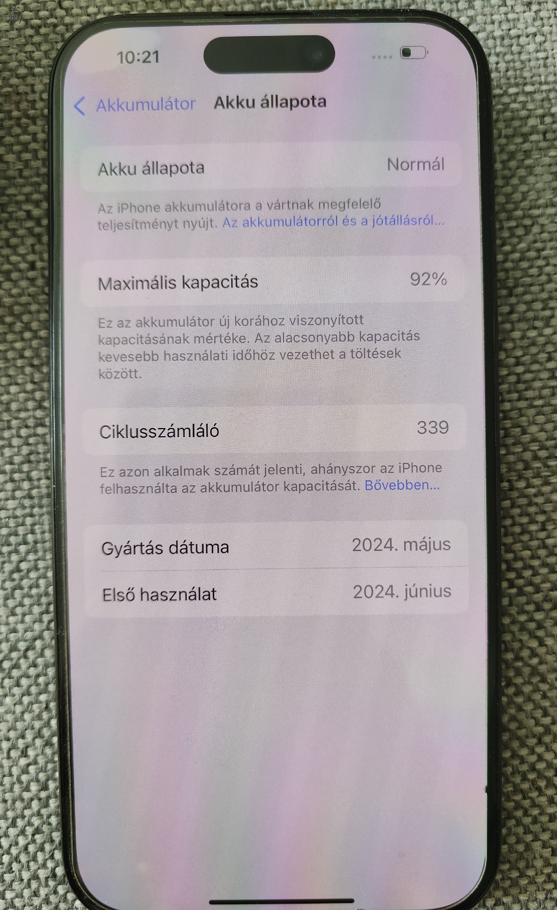 Eladó iPhone 15 PRO kihasználatlanság miatt 
