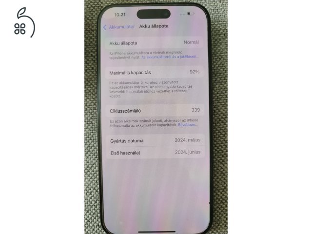 Eladó iPhone 15 PRO kihasználatlanság miatt 