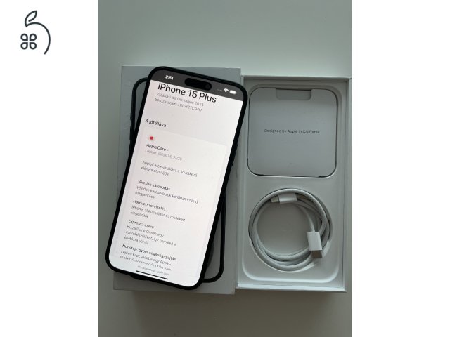 iPhone 15 Plus 128GB Apple Care + jótállás 2026.07.14.-ig! 