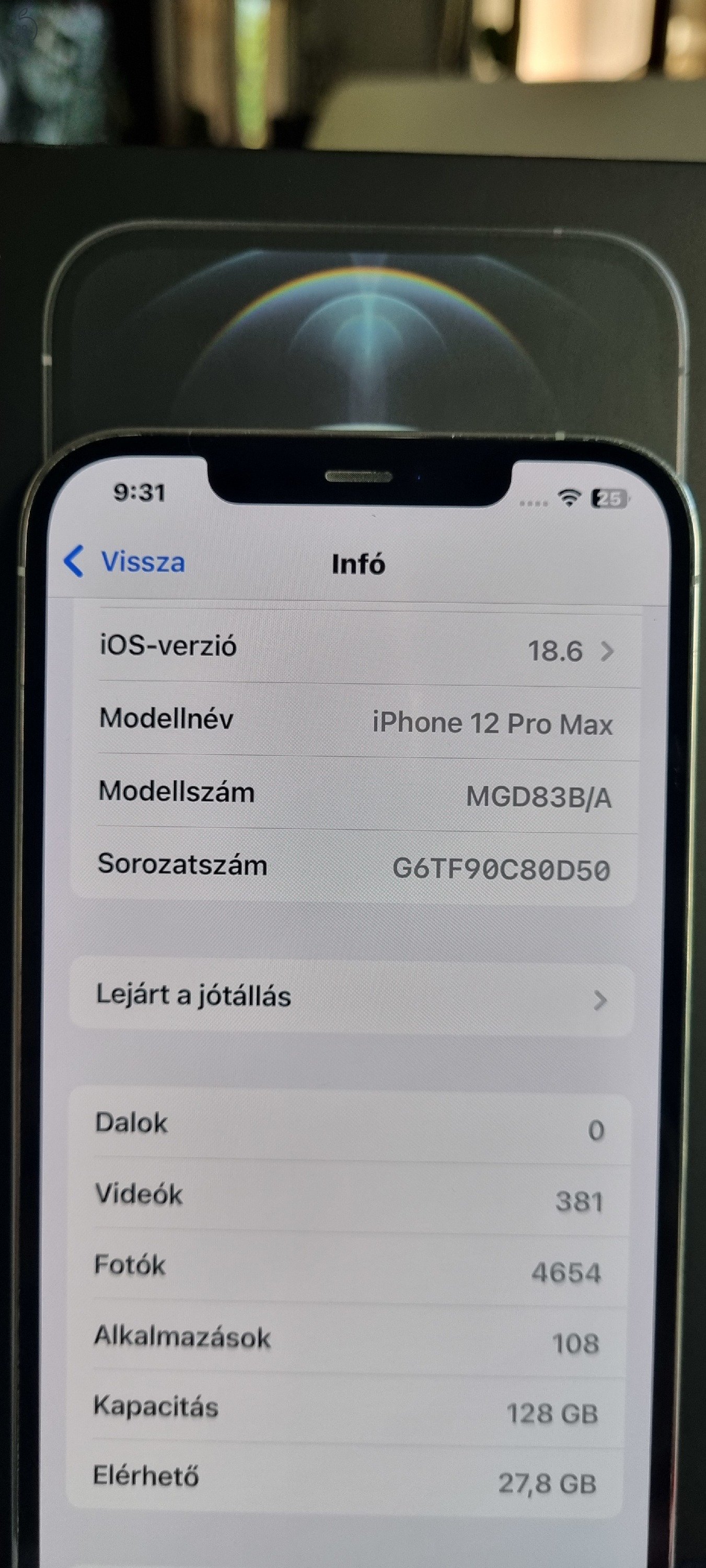  iPhone 12 Pro Max, Silver, 128GB, megkímélt, kártyafüggetlen