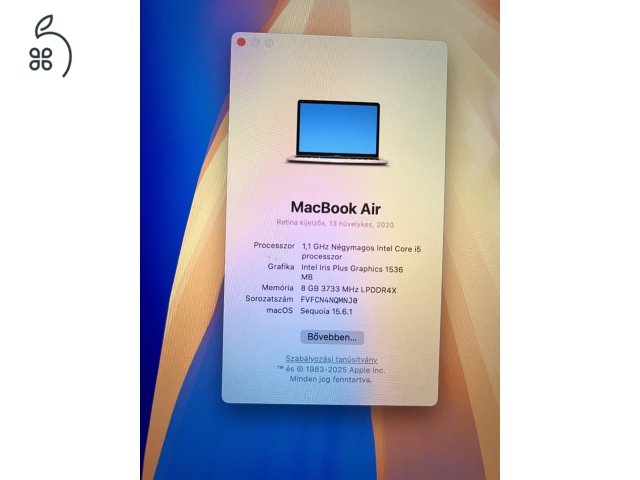 MacBook air 13,3 4 mag, i5, 8gb, 250 Gb, 2020.