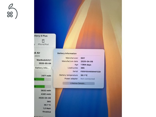 MacBook air 13,3 4 mag, i5, 8gb, 250 Gb, 2020.
